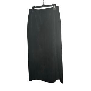 Kate Hill 100% Leather Black Suede Wester Rodeo Midi Kick Pleat Skirt Size 8